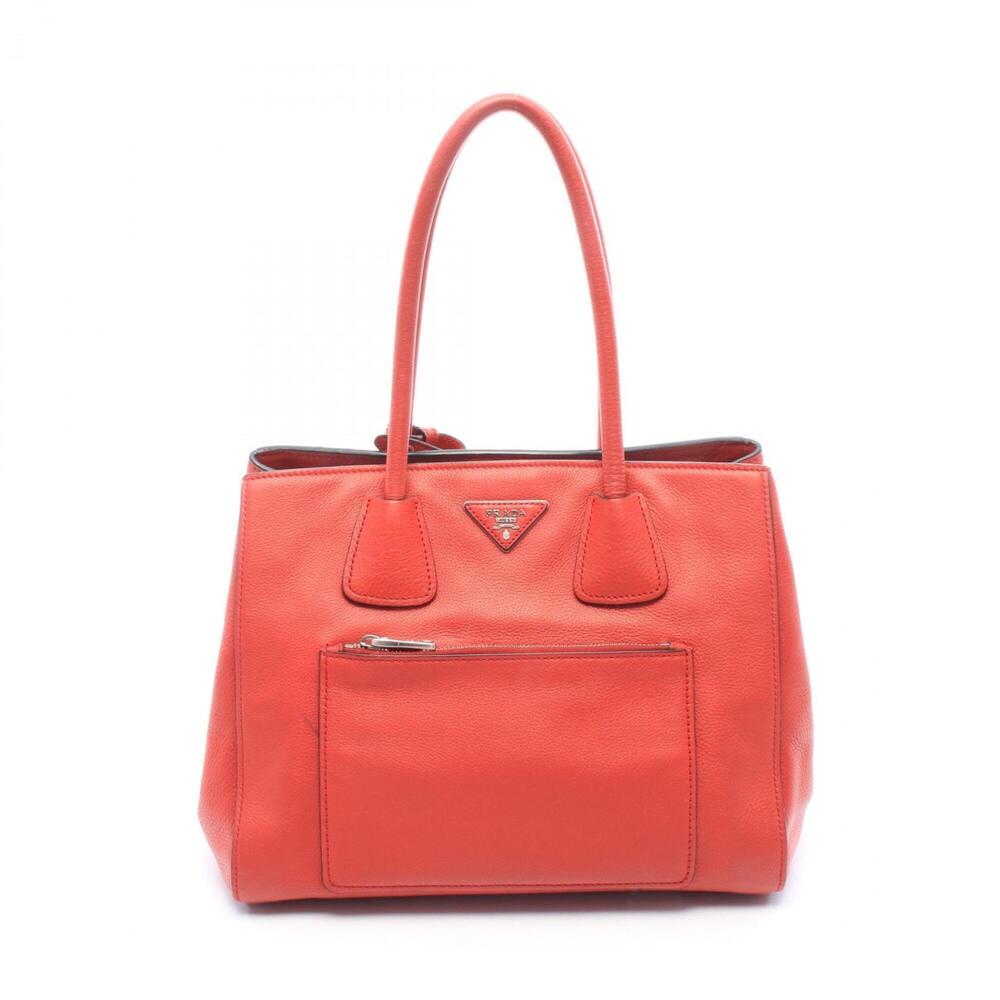 Prada VITELLO PHENIX Tote Bag Handbag Leather Women's Red BN2795